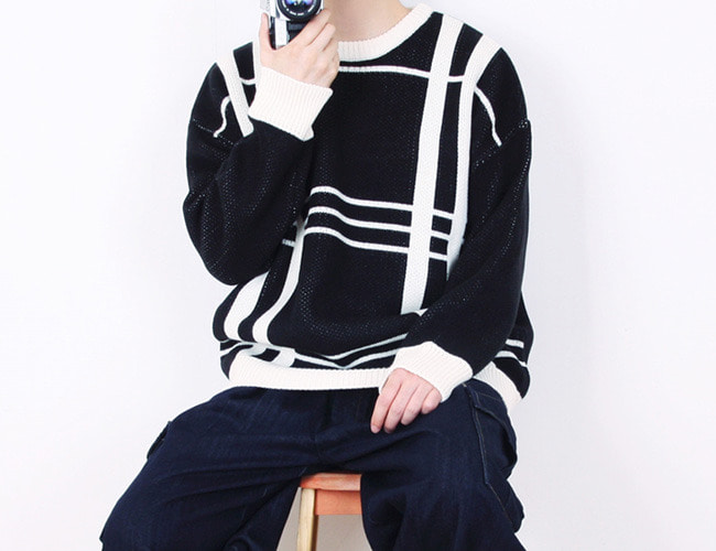 아크 라인 오버핏 스웨터 니트 (2color)