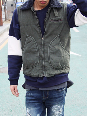 real washing vest ; kk [ 2color / free size ] 리얼 워싱 조끼